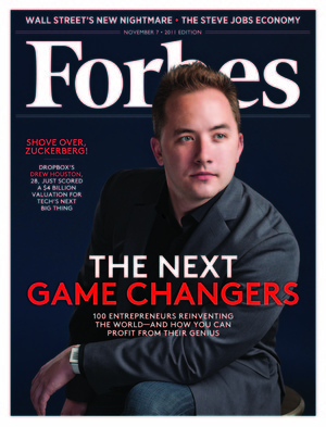 Drew Houston, co-fondateur de Dropbox, à la une de Forbes Magazine - Couverture du 7 Novembre 2007